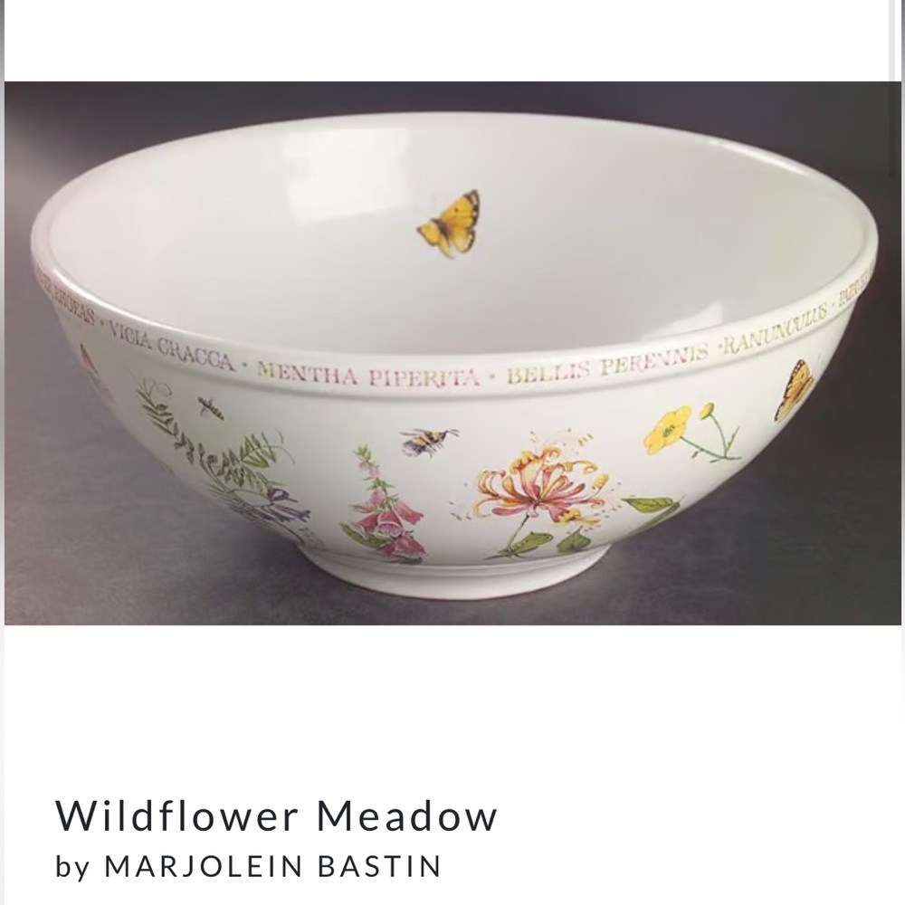 Vintage Hallmark Marjolein Bastin Wildflower Meadow Nesting Mixing Bowl 9”